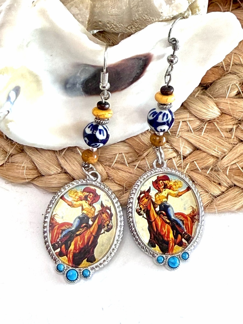 Yippee Ki Yay Cowgirl Southwestern Beaded Earrings
